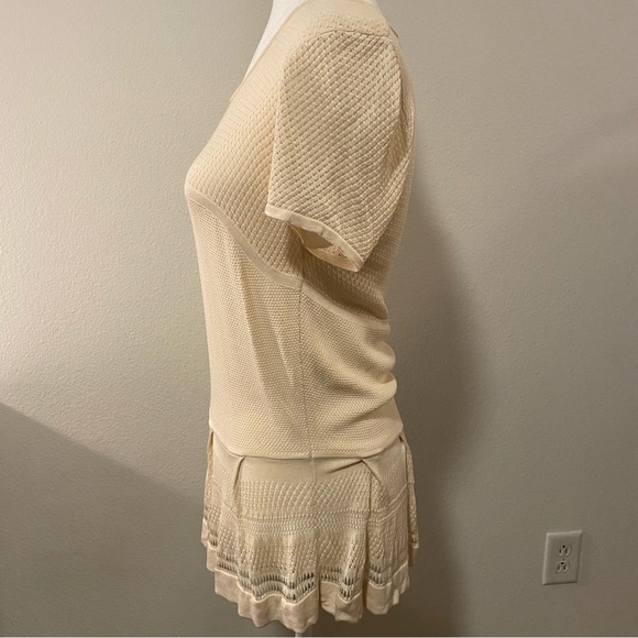 BCBGMAXAZRIA Emily Peplum Ivory Cream Short-Sleeve Blouse - Picture 10 of 15